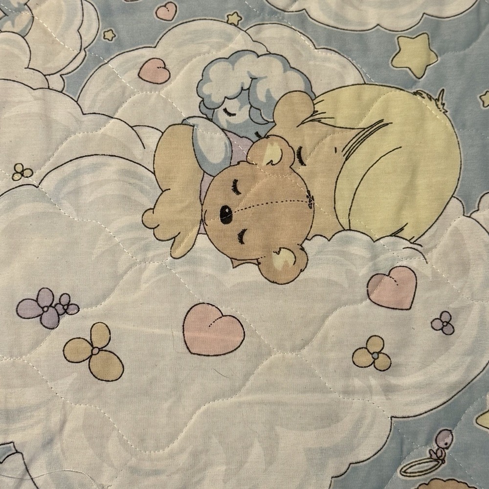 Vintage Precious Moments Baby Crib Blanket 45x32" Comforter Quilt Angels - Picture 6 of 10